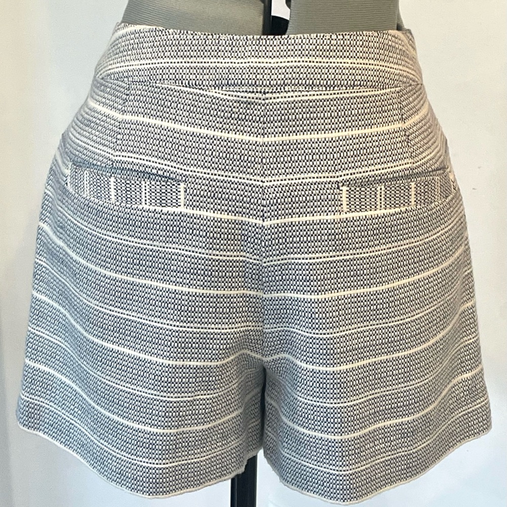 INTERMIX High Waist Contrasting Striped Shorts, grey, cotton blend, pockets, S - Picture 4 of 11